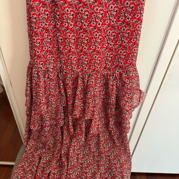 MARISSA WEBB Red Floral Ruffle Tiered Midi Dress - Picture 6 of 11